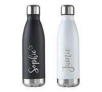 eBuyGB Personalised Metal Water Bottle Double Wall Reusable 500ml Insulated Vacuum Flask Stainless Steel Mrs Hinch Style Bottle - 12 Hours Hot & 24 Hours Cold (White)