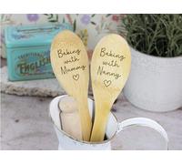 eBuyGB Personalised Mixing Spoon, Baking with Mummy Wooden Spoon, Cake Baking Lover Gifts for Mum, Grandma, Nanny, Gift for Bakers