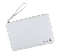 eBuyGB Personalised Mrs Clutch Bag for Bride to Be, New Married Name, Bridal Clutch Bag, Bride Handbag, Wedding Day Bag, Honeymoon, Hen Party Gift (White)