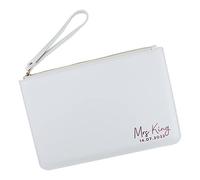 eBuyGB Personalised Mrs Clutch Bag for Bride to Be, New Married Name & Date, Bridal Clutch Bag, Bride Handbag, Wedding Day Bag, Honeymoon, Hen Party Gift (White)