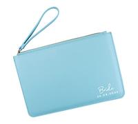 eBuyGB Personalised Mrs Clutch Bag for Bride to Be, New Married Name & Date, Bridal Clutch Bag, Bride Handbag, Wedding Day Bag, Honeymoon, Hen Party Gift (Light Blue)
