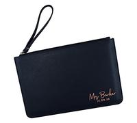 eBuyGB Personalised Mrs Clutch Bag for Bride to Be, New Married Name & Date, Bridal Clutch Bag, Bride Handbag, Wedding Day Bag, Honeymoon, Hen Party Gift (Navy)