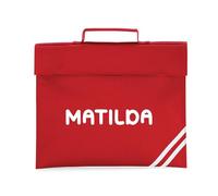 eBuyGB Personalised Name Book Bag, Back to School Bookbag for Girls & Boys, Nursery, Kids Primary School Book Bag (Red)