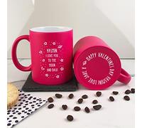 eBuyGB Personalised Neon Pink Mug, I Love You to The Moon & Back, 350ml Engraved Ceramic Coffee Mug, Valentine's Day, Mother's Day, Birthday Gift