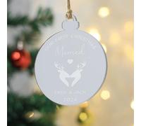 eBuyGB Personalised Our First Christmas Married Bauble, Mirrored Hanging Decoration, Couples Gift, Xmas Tree Ornament Keepsake, 1st Christmas Mr & Mrs Bauble (Silver)