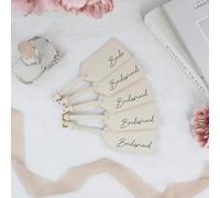eBuyGB Personalised Oyster Luggage Tag, PU Leather Suitcase Name Tag, Destination Wedding, Hen Party Abroad, Bridesmaid, Maid of Honour Gifts (Pack of 2)