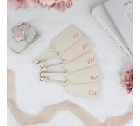 eBuyGB Personalised Oyster PU Leather Luggage Tag with Initials, Monogrammed Suitcase Tag, Hen Party Favour, Hen Do Abroad, Holiday Travel Gift (Pack of 2)