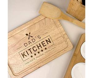 eBuyGB Personalised Rectangle Chopping Board, Dad's Five Star Kitchen, Custom Father's Day Gift, Wooden Cheeseboard, Cutting/Serving Board, Birthday Present, New Home