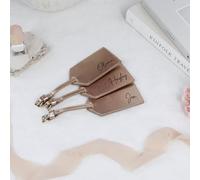 eBuyGB Personalised Rose Gold Luggage Tag, PU Leather Suitcase Name Tag, Destination Wedding, Hen Party Abroad, Bridesmaid, Maid of Honour Gifts (Pack of 2)
