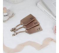 eBuyGB Personalised Rose Gold PU Leather Luggage Tag with Initials, Monogrammed Suitcase Tag, Hen Party Favour, Hen Do Abroad, Holiday Travel Gift (Sample)