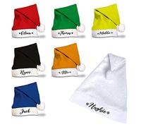 eBuyGB Personalised Santa Hat for Adults, Yellow Polyester Christmas Hat, One Size Xmas Hats with Festive Symbol, Staff Party, Christmas Party Hats, New Years Eve