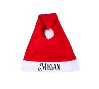 eBuyGB Personalised Santa Hat with Name, Custom Christmas Hat for Adults, Colourful Xmas Staff Party Hats, Unisex Customisable Holiday Hat - Pack of 5(Red)