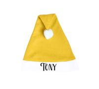 eBuyGB Personalised Santa Hat with Name, Custom Christmas Hat for Adults, Colourful Xmas Staff Party Hats, Unisex Customisable Holiday Hat (Yellow)
