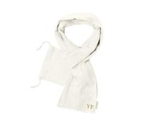 eBuyGB Personalised Scarf for Women, Organic Cotton Fringe Scarf with Initials, Monogram Pastel Scarves, Spring Cosy Scarf with Pouch (Natural Cream)