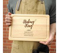 eBuyGB Personalised Serving Board, Baking King Cake Stand, Wooden Rectangle Chopping/Cutting Board, Fun Baking Gift, Cooking, Kitchen Gifts for Him, Men