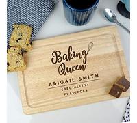 eBuyGB Personalised Serving Board, Baking Queen Cake Stand, Wooden Rectangle Chopping/Cutting Board, Fun Baking Gift, Cooking, Kitchen Gifts for Her, Women
