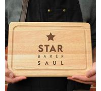 eBuyGB Personalised Serving Board, Star Baker Cake Stand, Wooden Rectangle Chopping/Cutting Board, Fun Baking Gift, Cooking, Kitchen Gifts for Her, Women