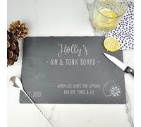 eBuyGB Personalised Slate Gin & Tonic Chopping Board Gift, Rectangle Serving Board, Laser Engraved Chopping Block