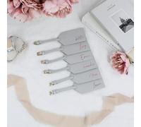 eBuyGB Personalised Soft Grey Luggage Tag, PU Leather Suitcase Name Tag, Destination Wedding, Hen Party Abroad, Bridesmaid, Maid of Honour Gifts (Sample)