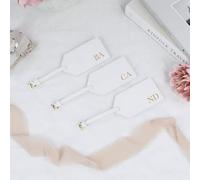 eBuyGB Personalised Soft White PU Leather Luggage Tag with Initials, Monogrammed Suitcase Tag, Hen Party Favour, Hen Do Abroad, Holiday Travel Gift (Pack of 2)