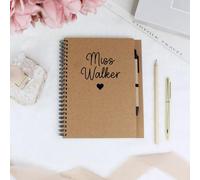 eBuyGB Personalised Spiral Lined Notebook & Pen, Teacher Appreciation Gift, Lined A5 Lesson Planner, Recycled Cardboard Notepad, Stationary Gifts