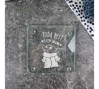 eBuyGB Personalised Square Glass Coaster, Engraved Baby Yoda Coaster, Star Wars Themed Drinks Mat, Gifts for Her (Yoda Best Step-Mum)