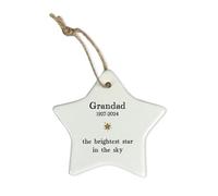 eBuyGB Personalised Star Memorial Ornament, Brightest Star in the Sky Ceramic Bauble, In Loving Memory Christmas Decoration, Remembrance Gift, Custom Memorial Keepsake