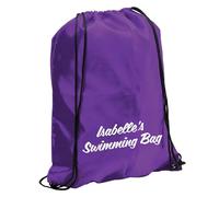 eBuyGB Personalised Swimming Bag, Kids Drawstring Swim Bag with Any Name, Children’s Rucksack for Girls and Boys, Backpack for Swimming (Purple)