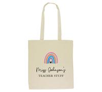 eBuyGB Personalised Teacher Bag, Gifts for Her, Nursery Teacher Stuff Shoulder Bags, Rainbow Tote Bag, School Leaver Gift from Pupil