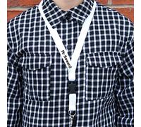 eBuyGB Personalised Teacher Lanyard with Safety Breakaway Clip - ID Pass, Name Badge, Neck Strap Tag Holder, Sanitiser - Office, Work, School Gift (White)