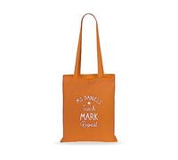 eBuyGB Personalised Teacher Tote Bag, Teach Mark Repeat, Custom Cotton Shopper with Any Name, Teacher Gift Bag, End of Year Teacher Appreciation Thank You Gifts, Bag For Life, Reusable Bag (Orange)