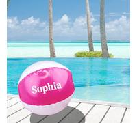 eBuyGB Personalised Vinyl 9" Inflatable Pink Beach Ball Pool Party Garden Toy Holiday Abroad Swimming Accessory Beach Gift - Custom Name (Sample)