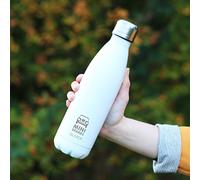 eBuyGB Personalised Water Bottle, Stainless Steel Double Walled Reusable 500ml Insulated Vacuum Flask - Laser Engraved Custom Business, Company Logo, Design - 12 Hours Hot & 24 Hours Cold (White)