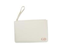 eBuyGB Personalised Wedding Clutch Bag with Initials, Wristlet Strap, Maid of Honour Gift, Monogrammed Hen Party, Bridal Party Favour, Bridesmaid Proposal Present (Oyster)