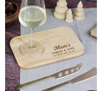 eBuyGB Personalised Wine & Cheese Serving Board, Charcuterie Board, Wooden Cheese Platter