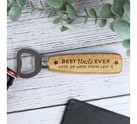 eBuyGB Personalised Wooden Bottle Opener, Best Uncle Ever Beer Bottle Opener, Gift for Uncle, Birthday Gift for Him
