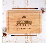 eBuyGB Personalised Wooden Chopping Board, There is No Such Thing As Too Much Garlic, Funny Cooking Gift, Serving Cutting Board, Garlic Lover Gifts for Him Her