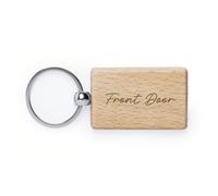 eBuyGB Personalised Wooden Keyring, Custom Engraved Keychain with Any Text, Name or Address Key Ring for Home, Office, Shed, or Holiday Let, Gift for Him Her, Landlord, New Home (Pack of 2)