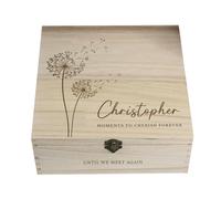 eBuyGB Personalised Wooden Memorial Box, Remembrance Box, Bereavement Sympathy Gift, Wooden Memory Box, In Loving Memory Storage Trinket in 6 Sizes (32cm Square)