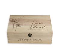 eBuyGB Personalised Wooden Memorial Box, Remembrance Box, Bereavement Sympathy Gift, Wooden Memory Box, In Loving Memory Storage Trinket in 6 Sizes (30x19cm Rectangle)