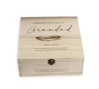 eBuyGB Personalised Wooden Memorial Keepsake Box, Dad Grandad Remembrance Box, Memory Box, In Loving Memory, Bereavement Gift, Memorial Box in 6 Sizes (32cm Square)