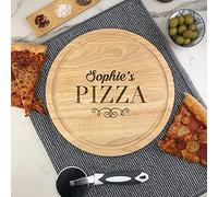 eBuyGB Personalised Wooden Pizza Board, 30cm, Engraved, Birthday Present, New Home