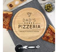 eBuyGB Personalised Wooden Pizza Board, Dad's Five Star Pizzeria, Custom Engraved 30cm Chopping Board, Pizza Serving Board - Birthday Present, New Home, Father's Day