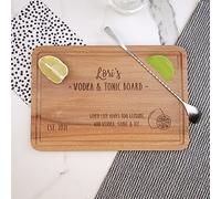 eBuyGB Personalised Wooden Vodka & Tonic Chopping Board, Rectangle Serving Board, Engraved Lemon & Lime Cutting Board, Vodka Gifts