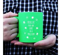 eBuyGB Personalised You are One in A Million Neon Green Coffee Mug, St Patricks Day Gift, Saint Ireland, Irish Leprechaun, Shamrock Clover Cup