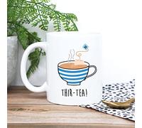 eBuyGB Printed Ceramic Coffee Mug -THIR-Tea Design - 350ml Tea Cup, 30th Milestone Birthday Gifts for Men, Him - Thirtieth Gift for Friend, Brother, Son, White