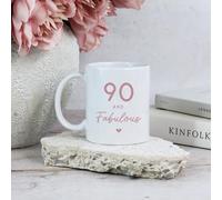 eBuyGB Printed Coffee Mug, 90 & Fabulous Ceramic Tea Cup, Milestone Birthday, 90th Birthday Gift for Her, Grandma, Mum, Friend