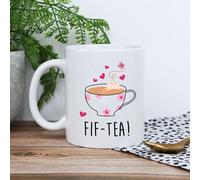 eBuyGB Printed White Colour Coffee Mug -FIF-Tea Design - 310ml Tea Cup, 50th Milestone Birthday Gifts for Women, Her - Fiftieth Gift for Mum, Friend, Sister, Auntie