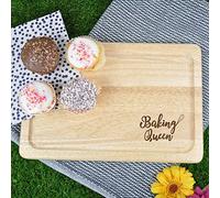 eBuyGB Queen Cake Stand, Serving, Wooden Rectangle Chopping/Cutting Board, Fun Baking Gift, Cooking, Kitchen, Wood