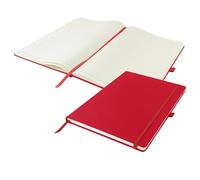 eBuyGB Red A4 Hardback Lined Notebook with Elastic & Ribbon, Soft Touch Journal Diary Planner, Office Stationery Gift for Work, Travel, New Job